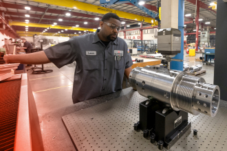 A TAM engineer looking over a packer part