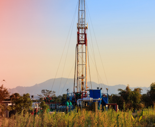 A coal bed methane gas facility in the countryside 